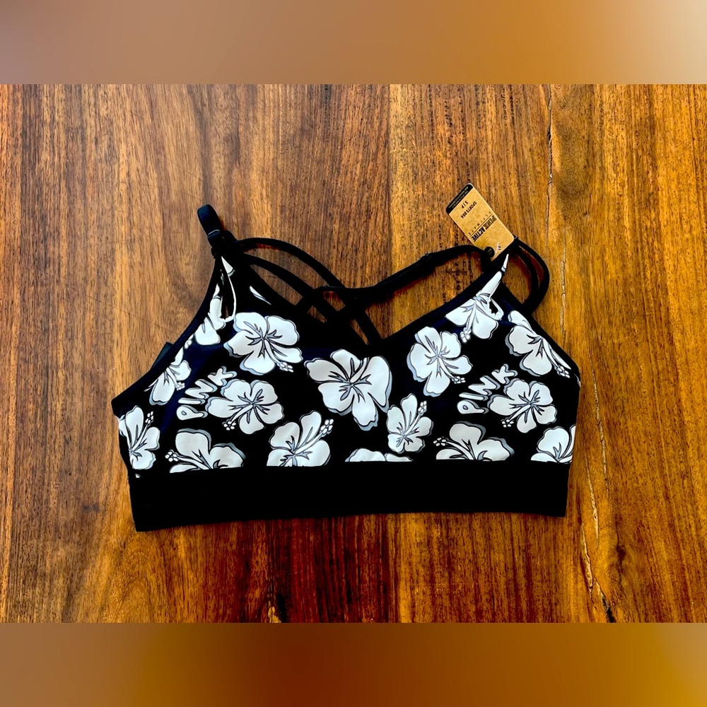 Hibiscus print - PINK brand sports bra with double racer back straps